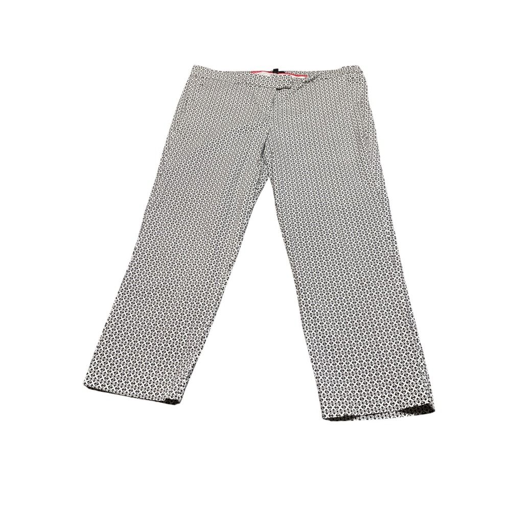 Audrey & Celine Womens Black White Geometric Print Ankle Pants Size 14